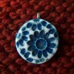 Blue Flower Ceramic Pendant