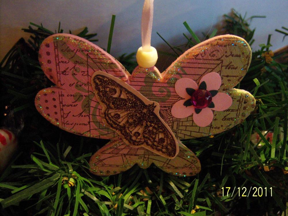 Butterfly Shaped Wooden Ornament #12