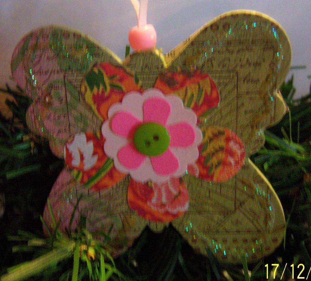 Butterfly Shaped Wooden Ornament #17